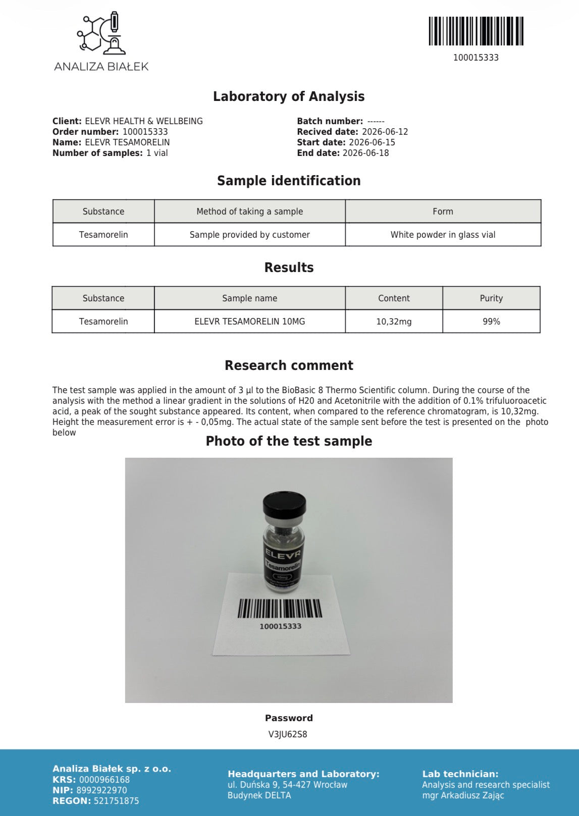Tesamorelin 10mg – High-Purity Research Peptide Elevr