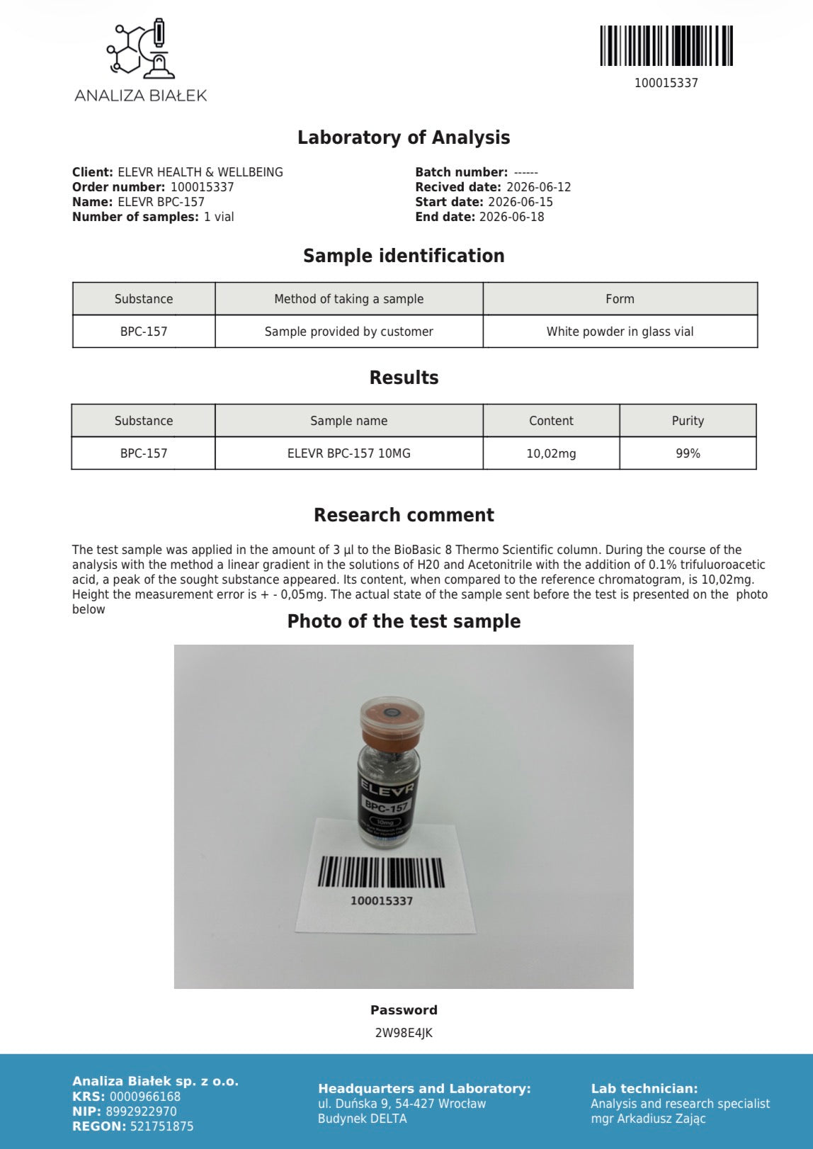 BPC-157 10mg – High-Purity Research Peptide Elevr