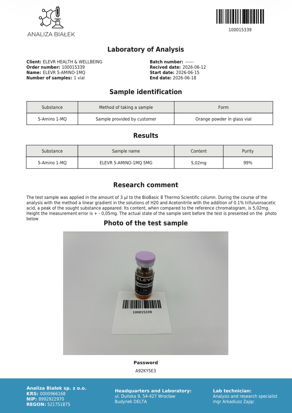 5-Amino-1MQ – High-Purity Research Compound - 5mg Elevr