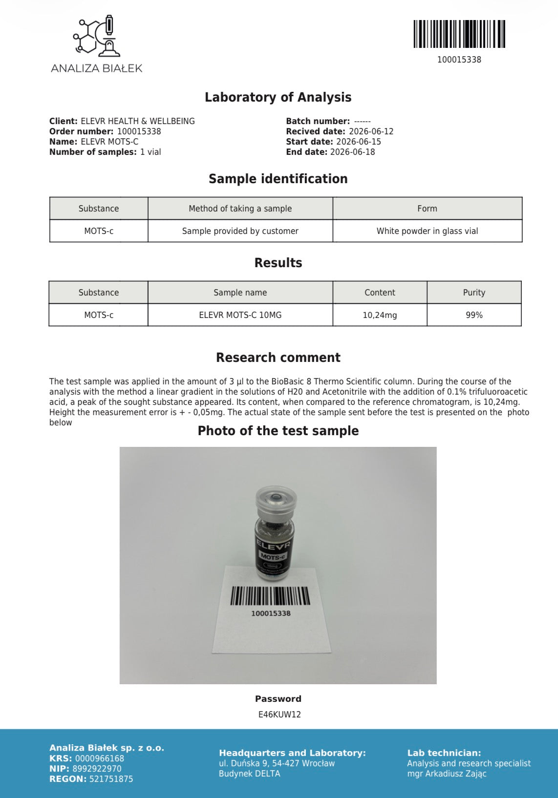 MOTS-c 10mg – High-Purity Research Peptide Elevr