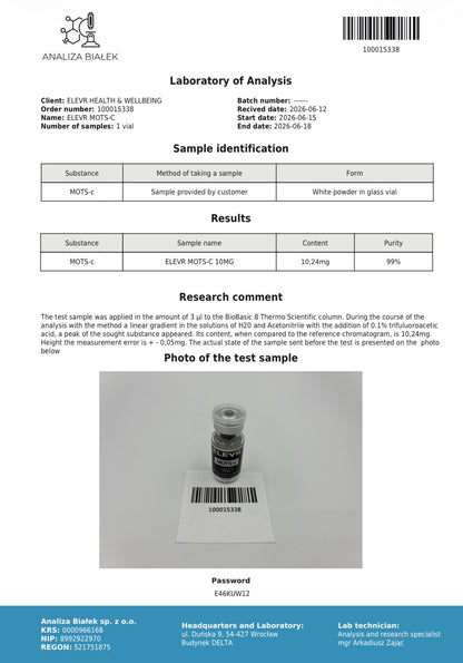 MOTS-c 10mg – High-Purity Research Peptide Elevr